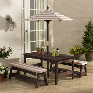 Wooden garden table discount and bench set